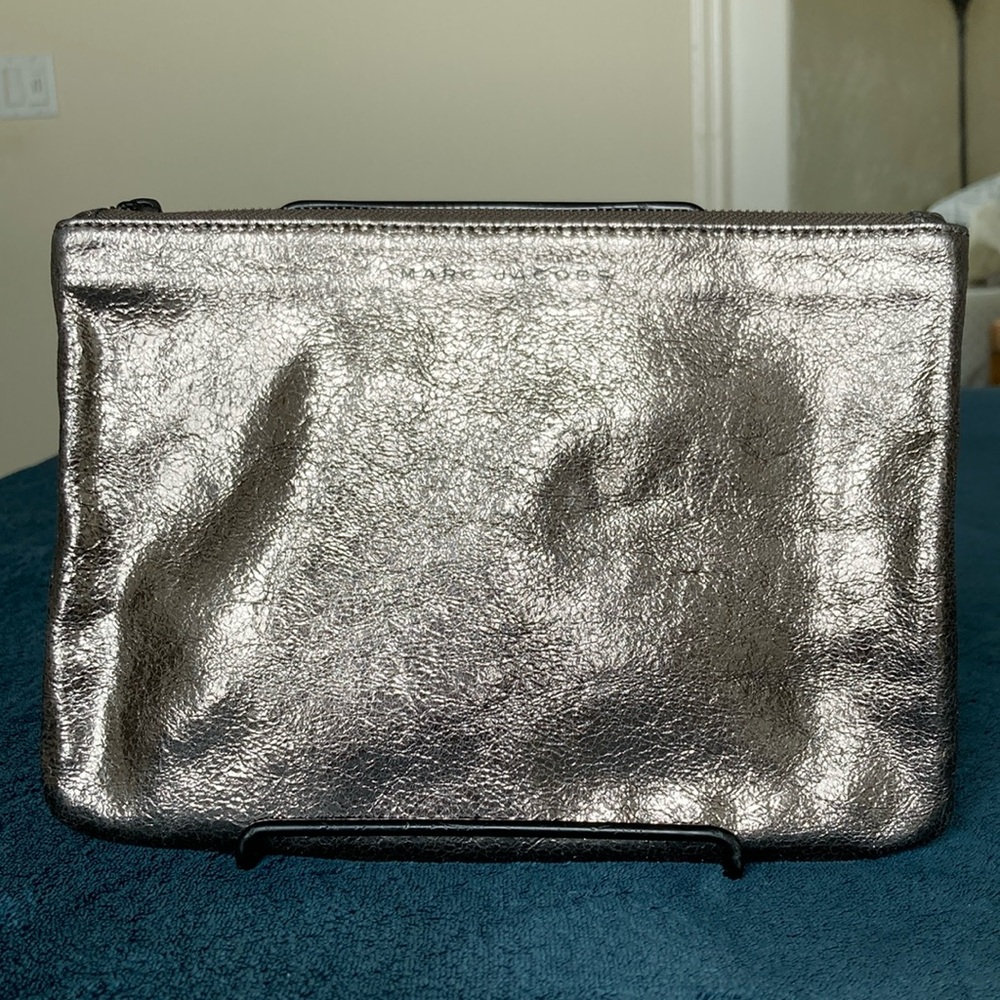 Marc Jacobs Neiman Marcus Target metallic pouch clutch in pewter